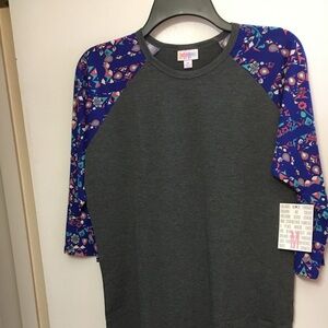 Gray and Blue womens Raglan Shirt